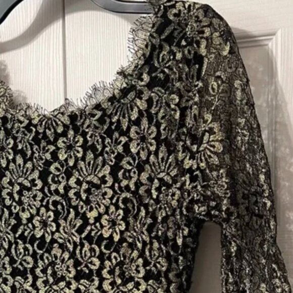 Diane Von Furstenberg Gold Zarita Stretch Lace Shift Dress Size 6 - Picture 8 of 10